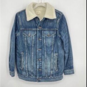 Able Blue Oversized Jean Jacket with Sherpa Lining